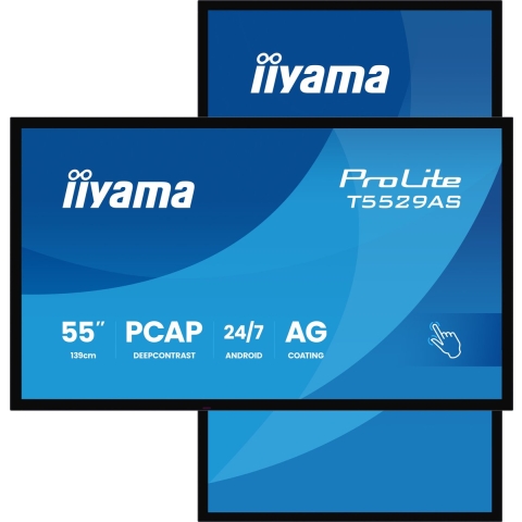 iiyama T5529AS-B1AG beeldkrant Kiosk-ontwerp 138,7 cm (54.6") LED Wifi 450 cd/m² 4K Ultra HD Zwart Touchscreen Type processor Android 24/7