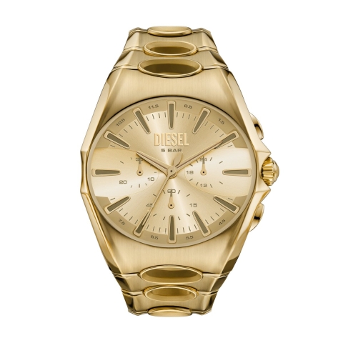 Diesel D-CURVE - Heren Horloge 48 mm - Chronograaf - Goudkleurig