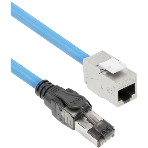 ACT Blauw 85 meter S/FTP CAT6A B2ca PoE++ 100W solid prefab installatiekabel. RJ45 male ? female