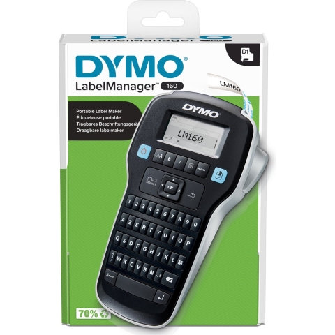 DYMO LabelManager 160-labelmaker | Draagbare labelprinter met AZERTY-toetsenbord | Inclusief zwart-w