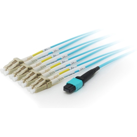 Equip MTP/LC 50/125Î¼m 5.0m 5m MTP 4x LC Cyaan Glasvezel kabel