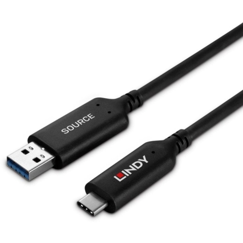 Lindy 43397 USB-kabel USB 3.2 Gen 1 (3.1 Gen 1) 50 m USB A USB C Zwart