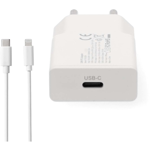 Oplader | 20 W | GaN | PD3.0 | Snellaad functie | 1.67 / 2.22 / 3.0 A | Outputs: 1 | USB-C | Lightn