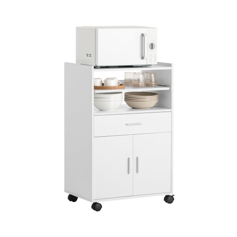 SoBuy Keukenkast met Wielen - 1 Lade en 2 Deuren - Max. 60 kg - 59 x 40 x 92 cm - Wit