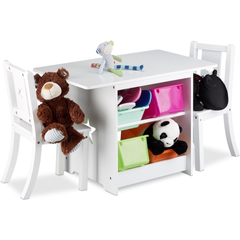 kindertafel en 2 stoelen - met opbergruimte - peuters - speeltafel