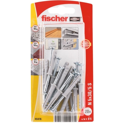 Fischer 045476 N 5 x 30/5 S K NV Spijkerplug 30 mm 5 mm 1 set(s)