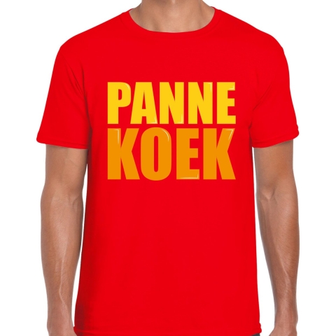 Foute Party Cadeau T-shirt heren - PANNEKOEK - rood - feestkleding L -