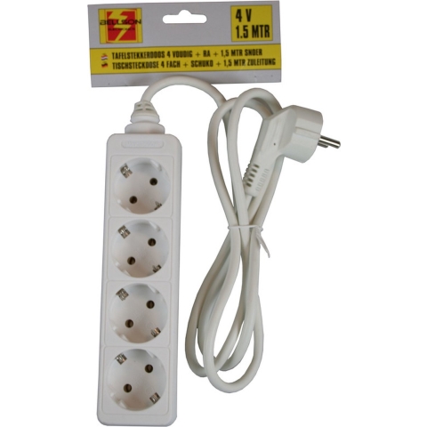 3x benson stekkerdoos - 4-voudig - wit - 1,5 meter - randaarde -