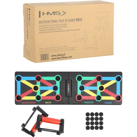 HMS 12-in-1 Push Up Board inclusief Opdruksteunen - Rood