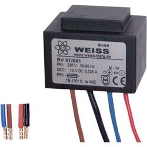 Weiss Elektrotechnik 07/053 Compacte netvoedingstransformator 1 x 230 V 1 x 8 V/AC 10 VA 1250 mA