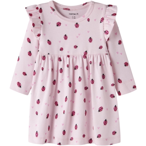 Name It Jurk - Katoen/Modaal - NbfHaline - Wieg Roze m. Glimmer - Name It - 62 - Jurk