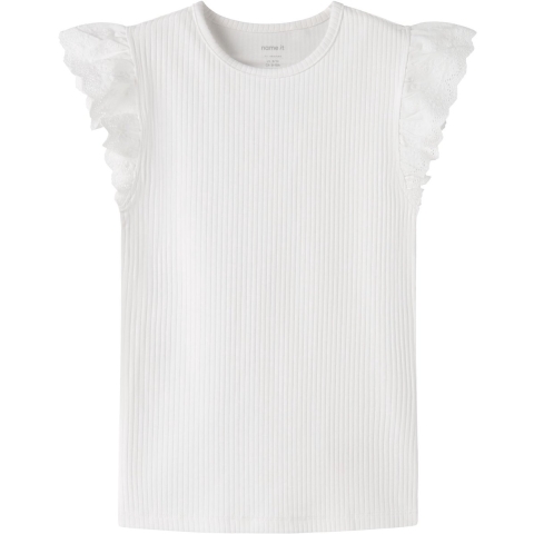 Name It Top - Rib - NkfHavelle - Bright White - Name It - 6 jaar (116) - Sporttops