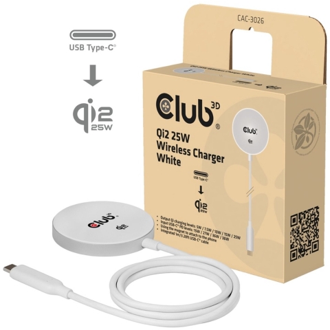 Club 3D CAC-3026 Qi2 25W draadloze oplader