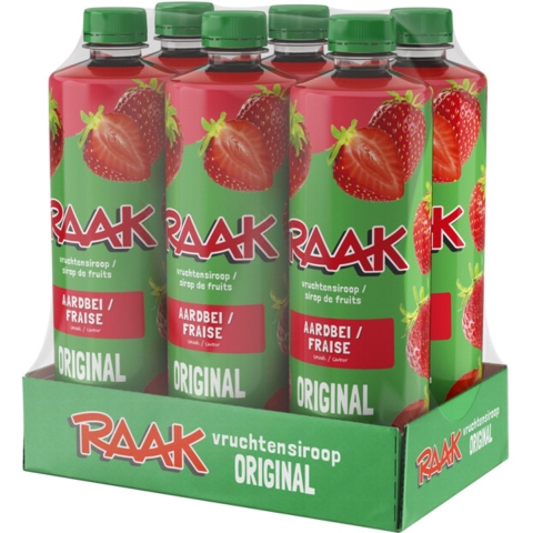 Raak Vruchtensiroop Aardbei 6 x 750 ml