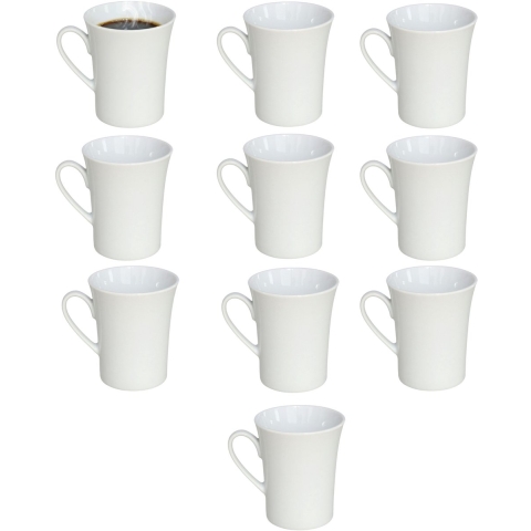 Gerimport Koffie / thee mok - 10x stuks - wit - 280 ml - mokken - porselein -