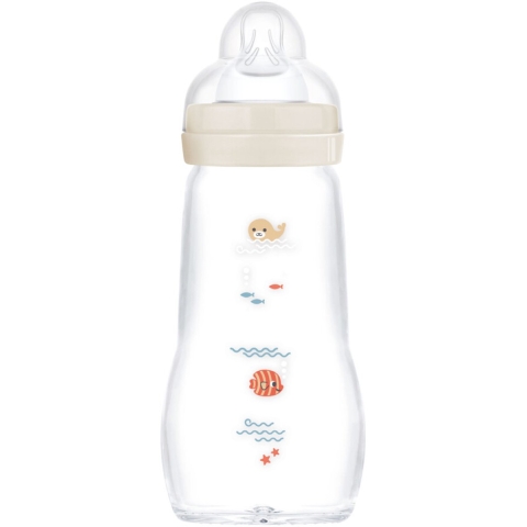 MAM Feel Good Glass Babyfles Beige 0+ mnd 260 ml