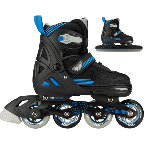 Nijdam Blue Blaze - Combo Skeelers - Verstelbaar 29-32 - Zwart/Blauw