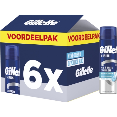 6x Gillette Gevoelige Huid Scheergel Series 200 ml