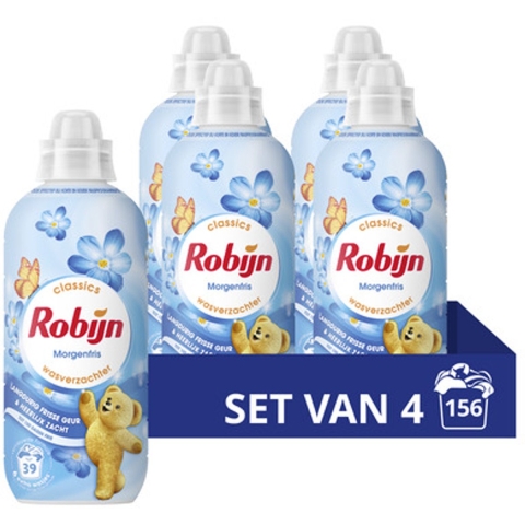 4x Robijn Wasverzachter Morgenfris 39 Wasbeurten 780 ml