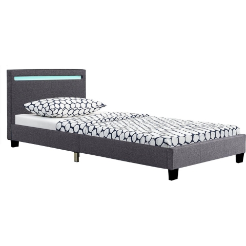 Gestoffeerd Bed Verona - 90 x 200 cm - Grijs - LED Verlichting
