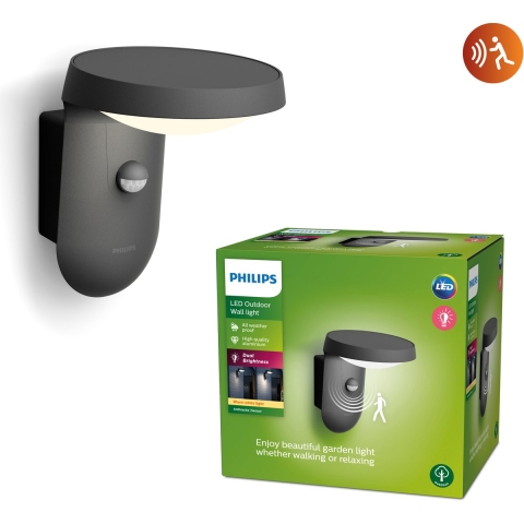 Philips Tyla - Buitenwandlamp - Bewegingssensor - Antraciet - 9 W