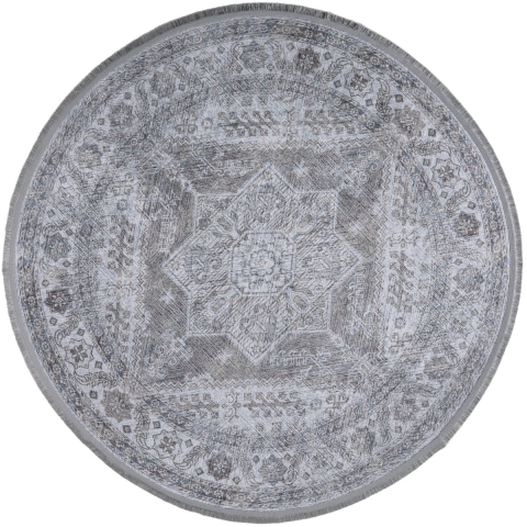 Muratap Star rond vintage vloerkleed wasbaar beige- 160 cm rond