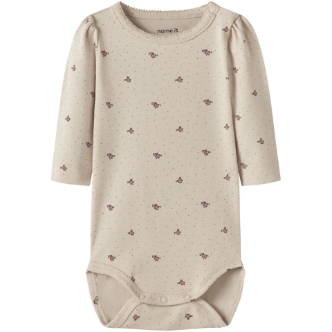 Name It Romper l/s - NbfHitta - Amandelmelk - Name It - 62 - Rompers Lange Mouw