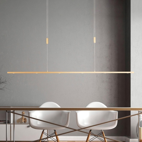 Quitani - LED hanglamp Tolu, lengte 139 cm, messing