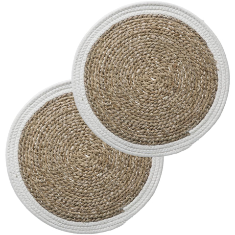 Set van 6x stuks placemats zeegras wit 39 cm -