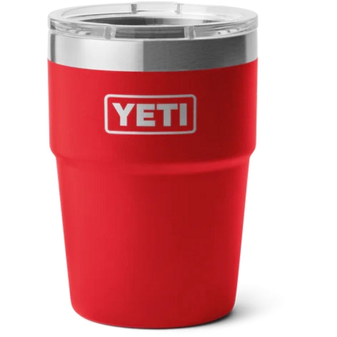 Yeti Rambler Stackable Cup 16oz Mag Slider Lid, Rescue Red, stapelbare thermosbeker met deksel, 473 ml