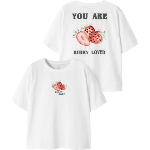 Name It T-Shirt - NkfJoliza - Bright White - Name It - 9-10 jaar (134-140) - T-Shirts