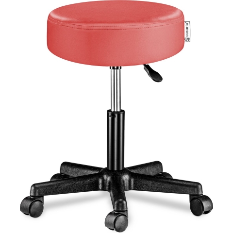 Casaria Verstelbare Draaikruk - 46/60cm Zithoogte - 360° Draaibaar - Rood