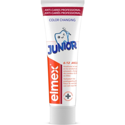 12x Elmex Tandpasta Junior (6-12 Jaar) Colour Changing 75 ml