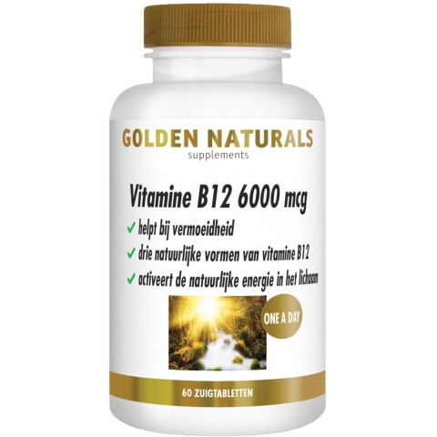 2x Golden Naturals Vitamine B12 6000mcg Vegan 60 zuigtabletten