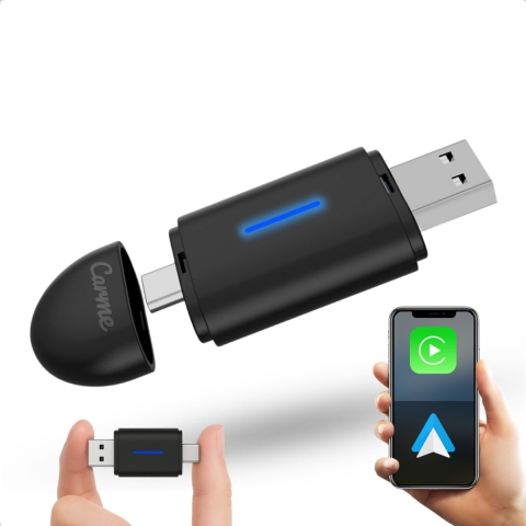 CarMe Mini 2-in-1 CarPlay Dongle - Draadloos CarPlay&Android Auto - Zwart