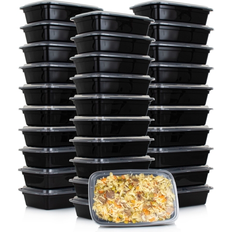 Nimma Meal Prep Bakjes - 30 stuks - 1 Compartiment Vershoudbakjes - Plastic Bakjes met Deksel - 1L -