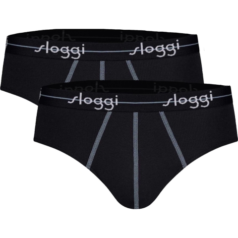 sloggi Start Midi 2-Pack Slip - Heren - Katoen/Elastaan - Regular Waist - Elastische Band - Zwart -