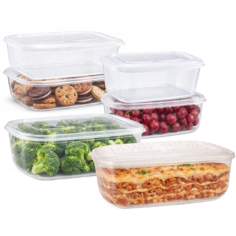Plasticforte Vershoudbakjes set Classic - 6x stuks - vriezer / magnetron - kunststof - diverse maten -