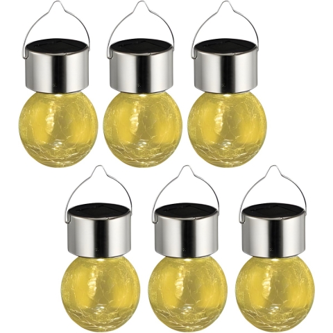 Sunnydays Solar sfeer hanglamp - 20x - tuin - lampenbol - geel - glas - 9 cm -