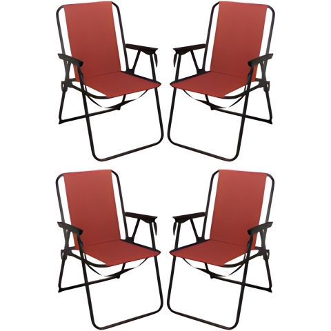 Redcliffs Stoel unica - 4x - terracotta - opvouwbaar - 75 x 38 cm - metaal/polyester - camping / tui -