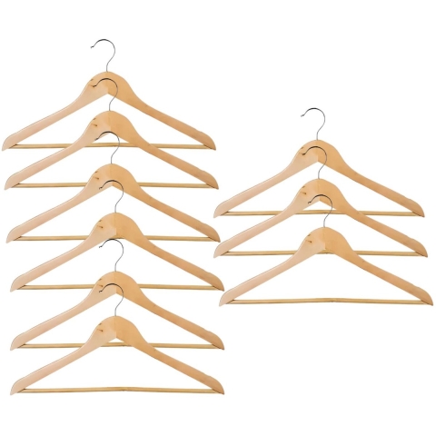 Storage Solutions Kledinghangers Milano - hout - set van 9x stuks - voor 2 kledingstukken -