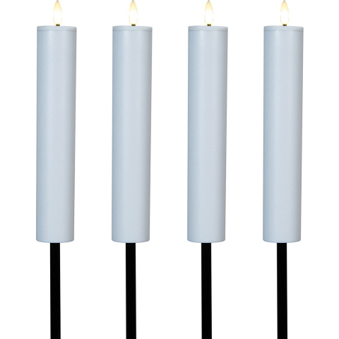 Solar kaars fakkel - 8x - wit - tuinsteker - H76 cm - 3D lont - timer functie - tuinlamp -