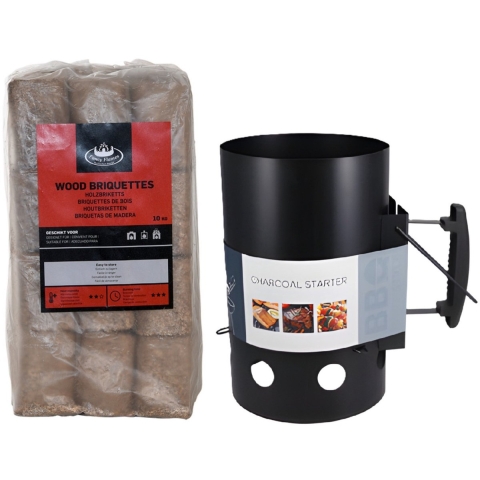 Barbecue startset - bbq - houtskoolaansteker - bbq starter - 10 kilo briketten -