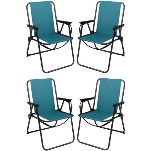 Redcliffs Stoel unica - 4x - turquoise - opvouwbaar - 75 x 38 cm - metaal/polyester - camping / tuin -