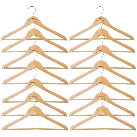 Storage Solutions Kledinghangers Milano - hout - set van 18x stuks - voor 2 kledingstukken -