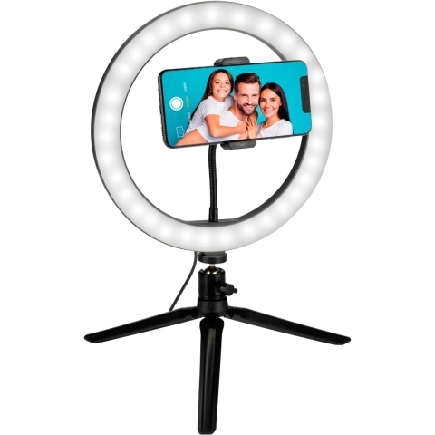 Grundig Ringlamp met Statief - Ringlamp 25cm - TikTok Ringlamp met 120 LED's - 3 Lichtstanden - USB