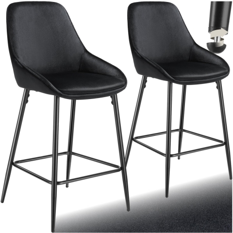 tectake® - Set van 2 Barkrukken Siera - Gestoffeerde Barkruk met rugleuning - Barstoelen - Barstoel