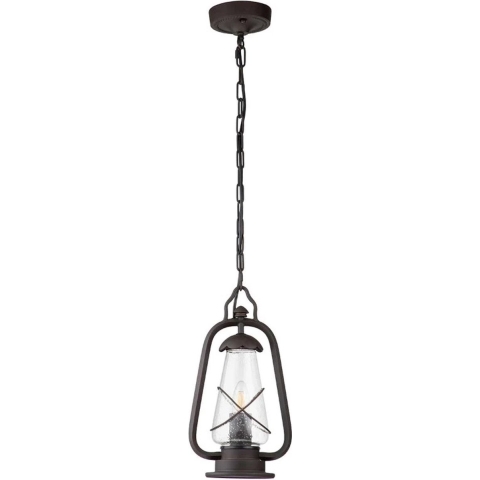 MINERS buiten hanglamp, brons/helder, IP43, 37 cm Elstead - Modern - Metaal - 1 lamp
