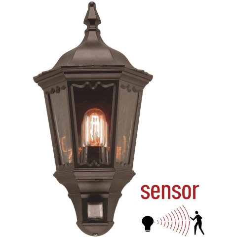 Medstead buitenwandlamp, sensor, zwart, IP43 Elstead - Antiek - Metaal - 1 lamp