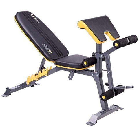 HMS Premium Trainingsbank met Preacher Curl - Zwart/Geel